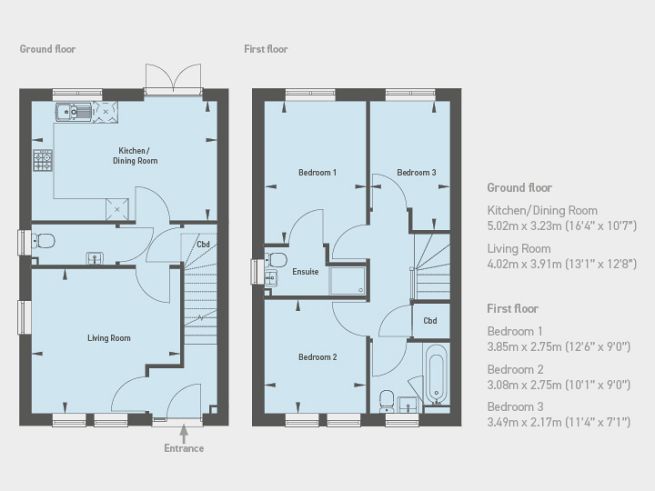 Floor plan 3 bedroom house - artist's impression subject to change